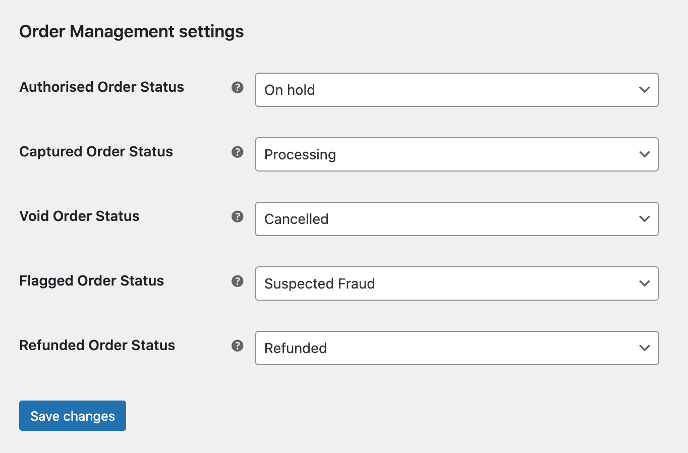 WooCommerce order settings